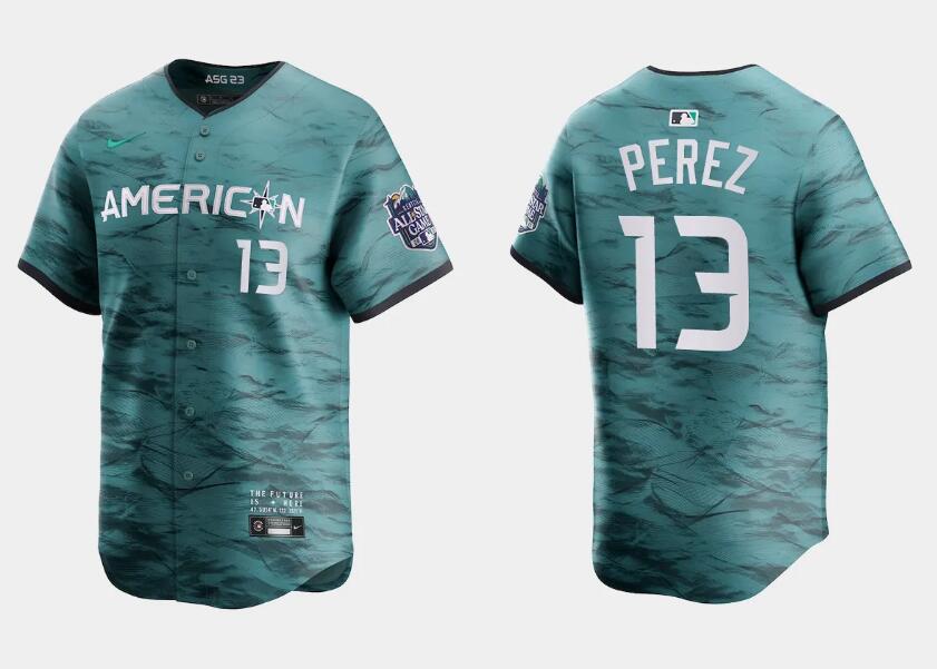 Youth Kansas City Royals #13 Salvador Perez Teal 2023 All-star Stitched Baseball Jersey Youth Kansas City Royals #13 Salvador Perez Teal 2023 All-star Stitched Baseball Jersey
